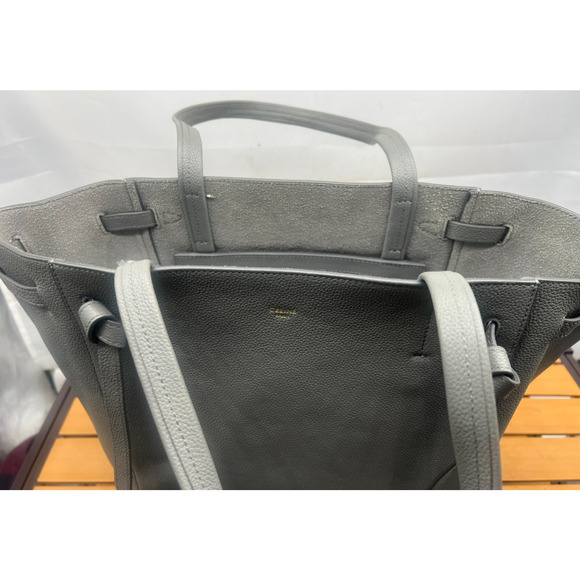 Auth CELINE Cabas Phantom Small With Belt Gray Soft grained calfskin - Picture 9 of 16